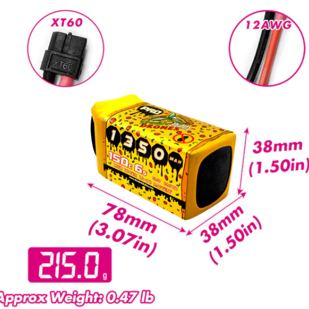 CNHL Speedy Pizza Series Pro 1350mAh 22.2V 6S 150C Lipo Battery with XT60 Plug