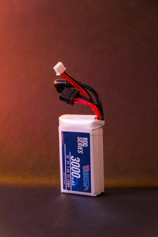 RDQ Series 7.4V 2S 3000mAh 5C FPV Goggle LiPo Battery w/ Charge Indicator - Barrel Jack & XT60